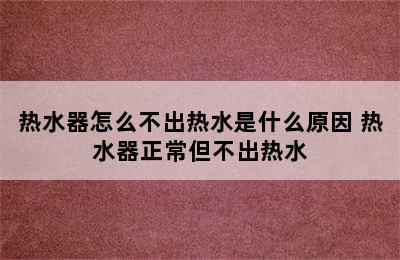 热水器怎么不出热水是什么原因 热水器正常但不出热水